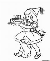 Coloring Birthday Pages Party Cake Girl Holding Printable Little Happy Kids Sheets Color Print Fun Clipart Games Candles Popular Size sketch template