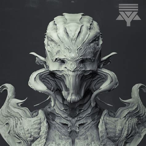 space demon alien bust highpoly 3d model cgtrader