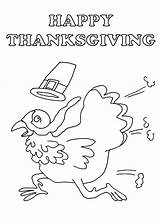 Pages Coloring Thanksgiving Turkey Bird Running Clipartqueen sketch template