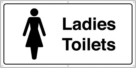 black  white ladies toilets banner signs safetyshop