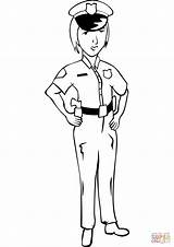 Coloring Police Officer Woman Pages Printable Drawing sketch template