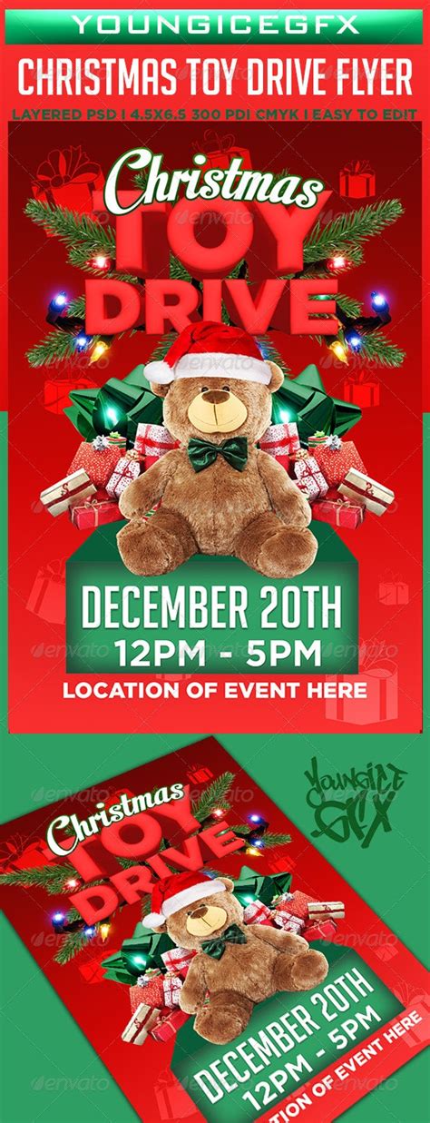 christmas toy drive flyer template print templates graphicriver