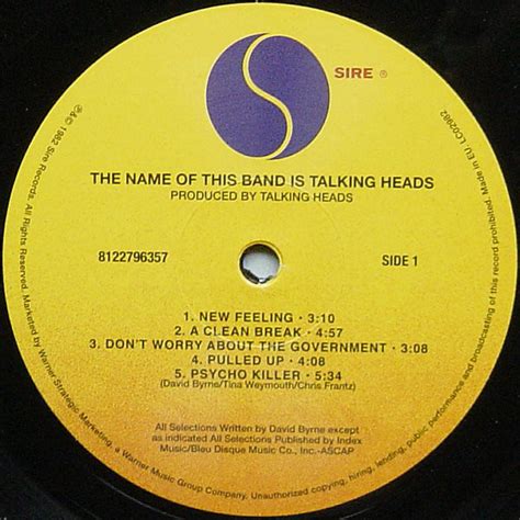 Talking Heads The Name Of This Band Is Talking Heads New Vinyl