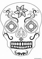 Skull Coloring Sugar Calavera Pages Easy Printable Tattoo Drawing Print Skulls Color Designs Sheets sketch template
