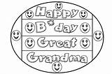 Grandma Coloring Birthday Happy Pages Granny Great Grandmother sketch template