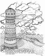 Lighthouse Colouring Grown Zentangle sketch template
