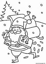 Coloring Santa Claus Presents Delivering Christmas Happy Pages Printable sketch template