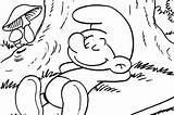 Smurf Coloring Pages Lazy Rest Resting Smurfs Great Start Brand sketch template