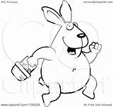 Hopping Bunny Easter Basket Clipart Cartoon Outlined Coloring Vector Thoman Cory Regarding Notes sketch template