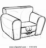 Chair Cartoon Clipart Coloring Character Cory Thoman Outlined Vector sketch template