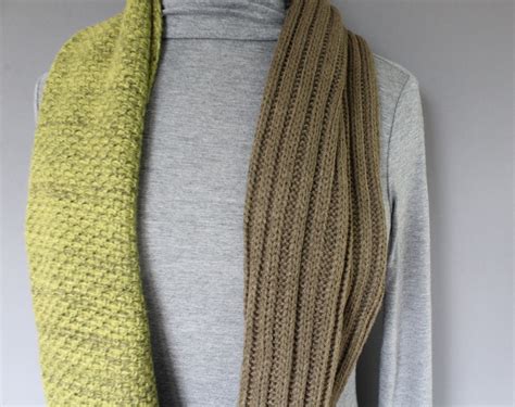 Olive Green Knit Infinity Scarf Soft Chunky Ribbed Knit Circle Etsy