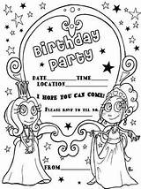 Coloring Invitations Pages Invitation Party Birthday Kids Valentine sketch template