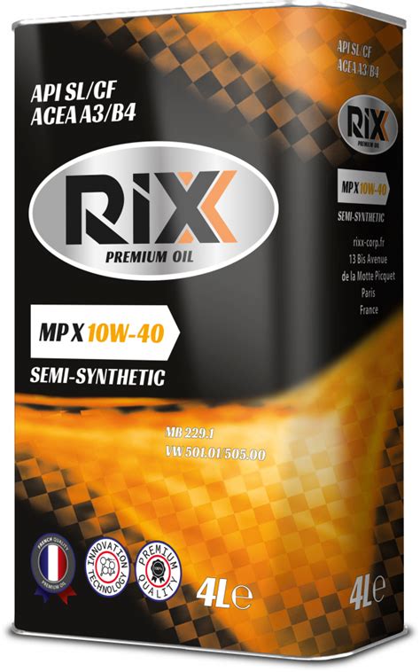 Полусинтетическое моторное масло Rixx Mp X 10w 40 Sl Cf A3 B4 4 л