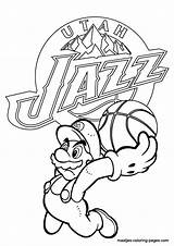 Coloring Pages Utah Jazz Nba Mario Super Popular sketch template