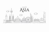 Landmarks Asie Visitez Contours sketch template