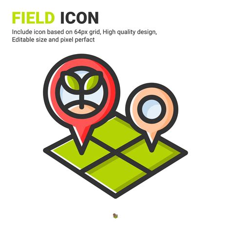 field icon vector  outline color style isolated  vector art