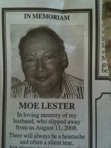 In Memoriam Moe Lester In Loving Memory Of My Husband Who Slipped Away