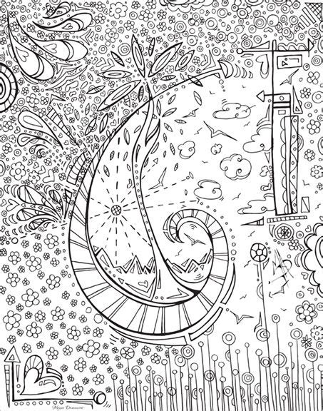 whimsical  coloring page   adults paper art