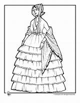 Coloring Victorian Pages Woman Old Colouring Dress Fashioned Print Doll Ruffled Adult Girls Dresses Book Books Women Vintage Lady Victoria sketch template