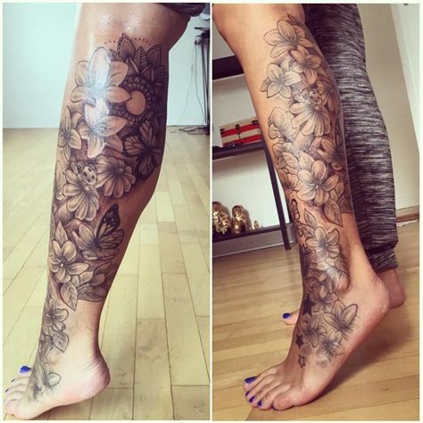 nanna sundahl  instagram sister tattoo legsleeve flowers