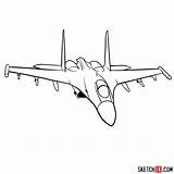 Jet Su Sukhoi Draw Drawing Sketchok Jets Vehicles Easy sketch template