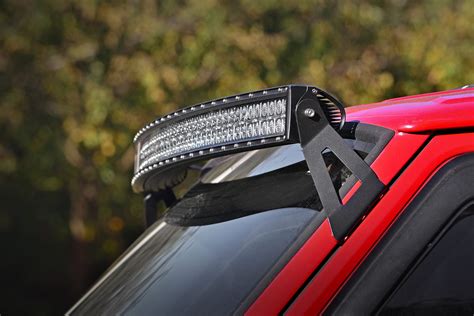 rough country   curved led light bar windshield mounts    jeep cherokee xj