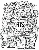Doodle Cute Coloring Doodles Cat Drawings Pages Colouring Drawing Draw Adult sketch template