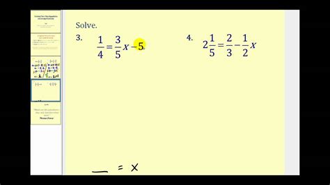 solving  step equations involving fractions youtube