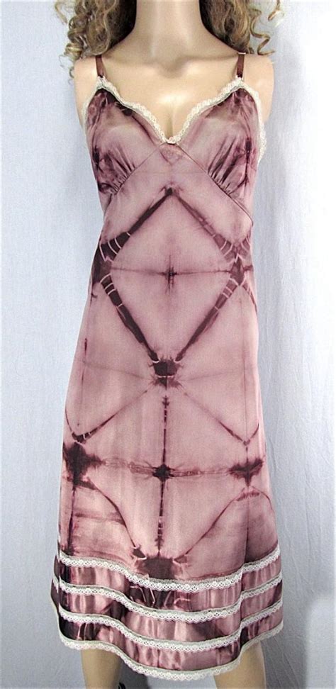Shibori Dyed Slip Dress 38 Large Tie Dye Hippie Lingerie Upcycled