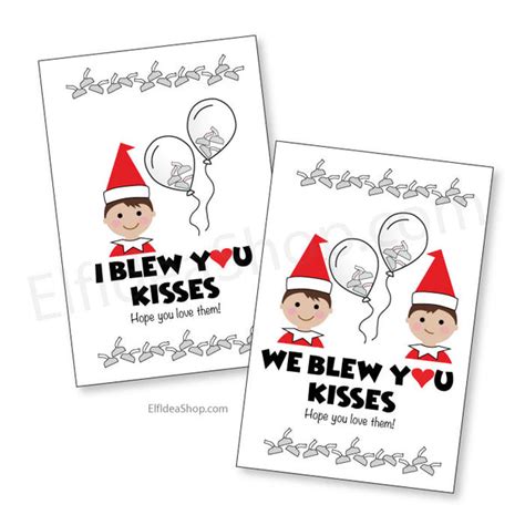 elf balloon kisses printable note   elf  elf ideas shop