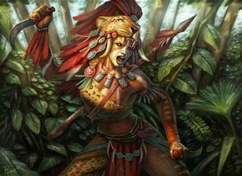 Tribal Warrior By Ptimm Female Barbarian Daggers Armor