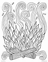 Coloring Pages Campfire Fire Smoke Printable Adults Color Kids Camp Log Nature Spring sketch template