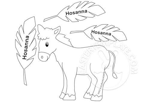 palm sunday donkey  palm coloring page easter template