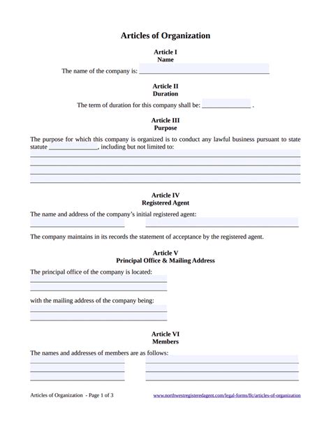 llc articles  organization  template