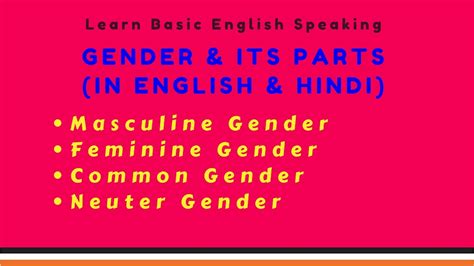 Gender लिंग And Its Parts In Hindi And English Learn Basic English