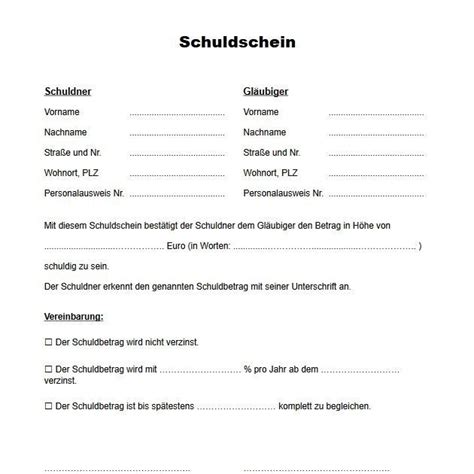 Schuldschein Word : Erstaunlich 21 Schuldschein Vordruck | Kostenlos