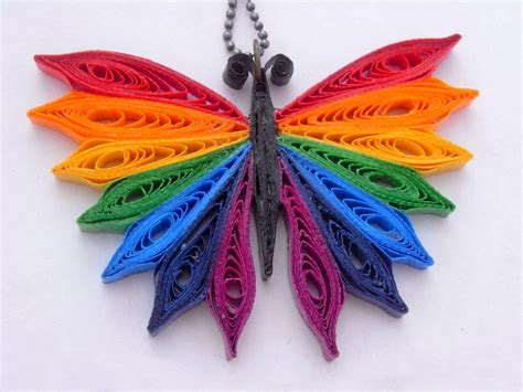handmade rainbow butterfly paper quilled pendant  yangmay choong