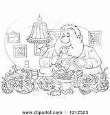 Feast Man Gluttonous Eating Clipart Cartoon Obese Outlined Royalty Bannykh Alex Vector 2021 sketch template