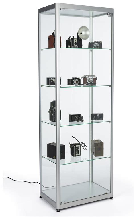 Full Glass Narrow Display Showcase Aluminum Frame 23 5 W