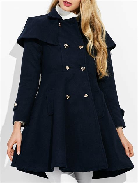 double breasted ruffle skirted   coat rosegal