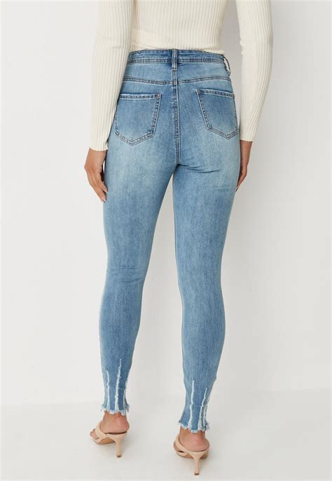blue sinner high waisted authentic ripped skinny jeans missguided