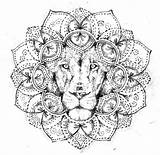 Mandala Mandalas Leones Tattooimages Colorir Lioness Diseños Dotwork Dxf Eps Tattoodaze sketch template