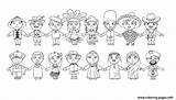 Diversity Coloring Kids Nationalities Pages Printable Blanc Print Color Book sketch template