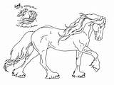 Pferde Tinker Coloring Friesen Paard Kleurplaat Friesian Lineart Sketch Silhouette sketch template