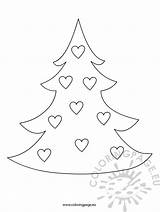 Tree Christmas Hearts Coloring sketch template