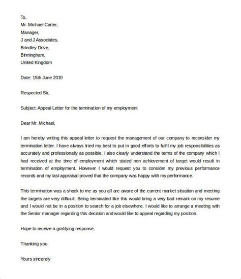 write  appeal letter  dismissal  work onvacationswallcom