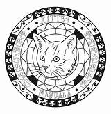 Coloring Mandala Cat Simple Pages Kids Cats Head sketch template