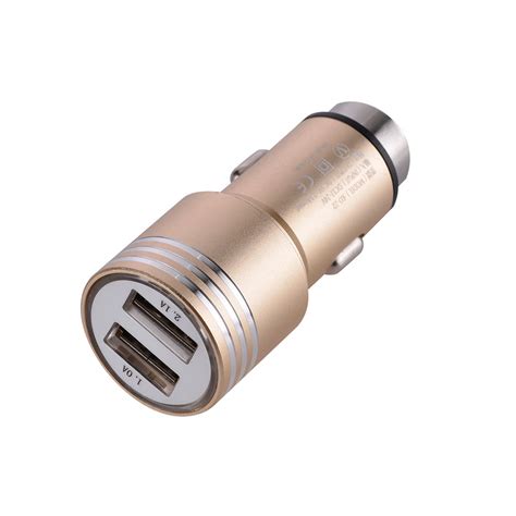 universal dual usb ports car charger adapter   gold