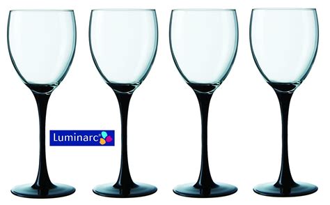 Luminarc Domino Set Of 4 Wine Glasses With Black Stem