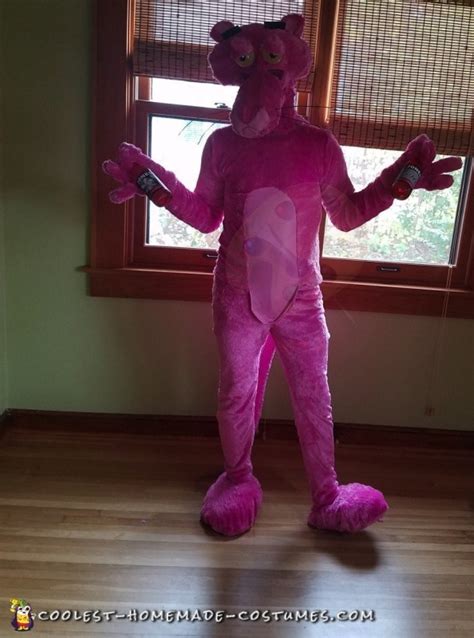 awesome homemade furry pink panther costume for halloween